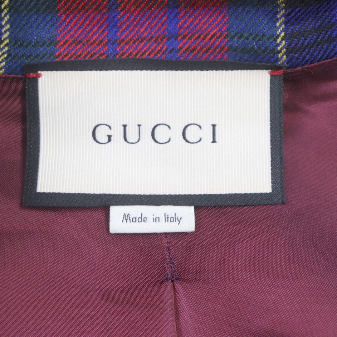 GUCCI Chester coat 474374 Outer: 100% wool, Lining: 63% cupra, Lining: 37% silk, Embroidery 1: 100% cotton, Embroidery 2: 100% polyester Red mens 46 Used Authentic