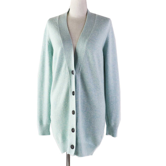 HERMES cardigan Main: 100% cashmere Light blue Women 34 Used Authentic