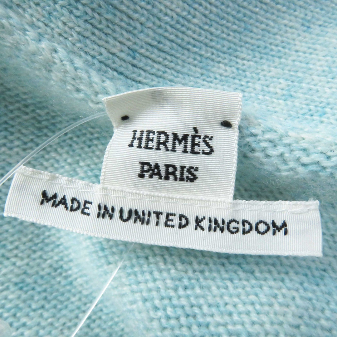 HERMES cardigan Main: 100% cashmere Light blue Women 34 Used Authentic