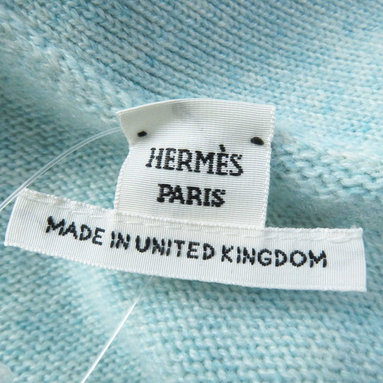HERMES cardigan Main: 100% cashmere Light blue Women 34 Used Authentic