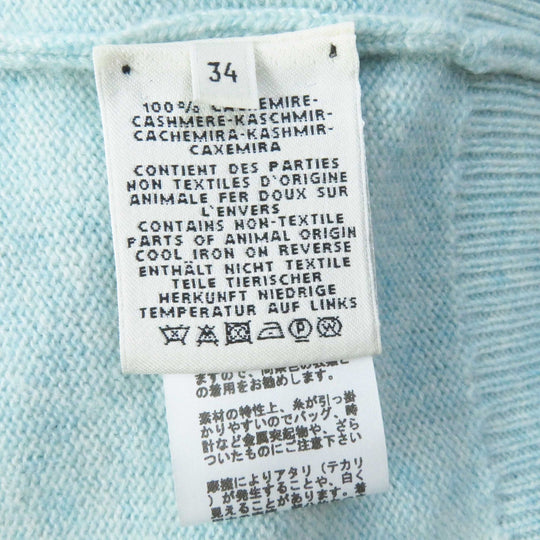 HERMES cardigan Main: 100% cashmere Light blue Women 34 Used Authentic