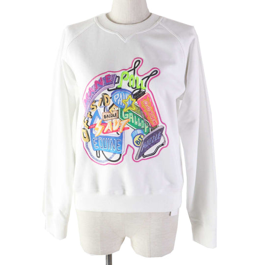HERMES sweat 3E4626DA Outer: 100% cotton, Rib: 96% cotton, 4% polyurethane, Embroidery: 100% polyester white Chevaloscope Women 34 Used Authentic