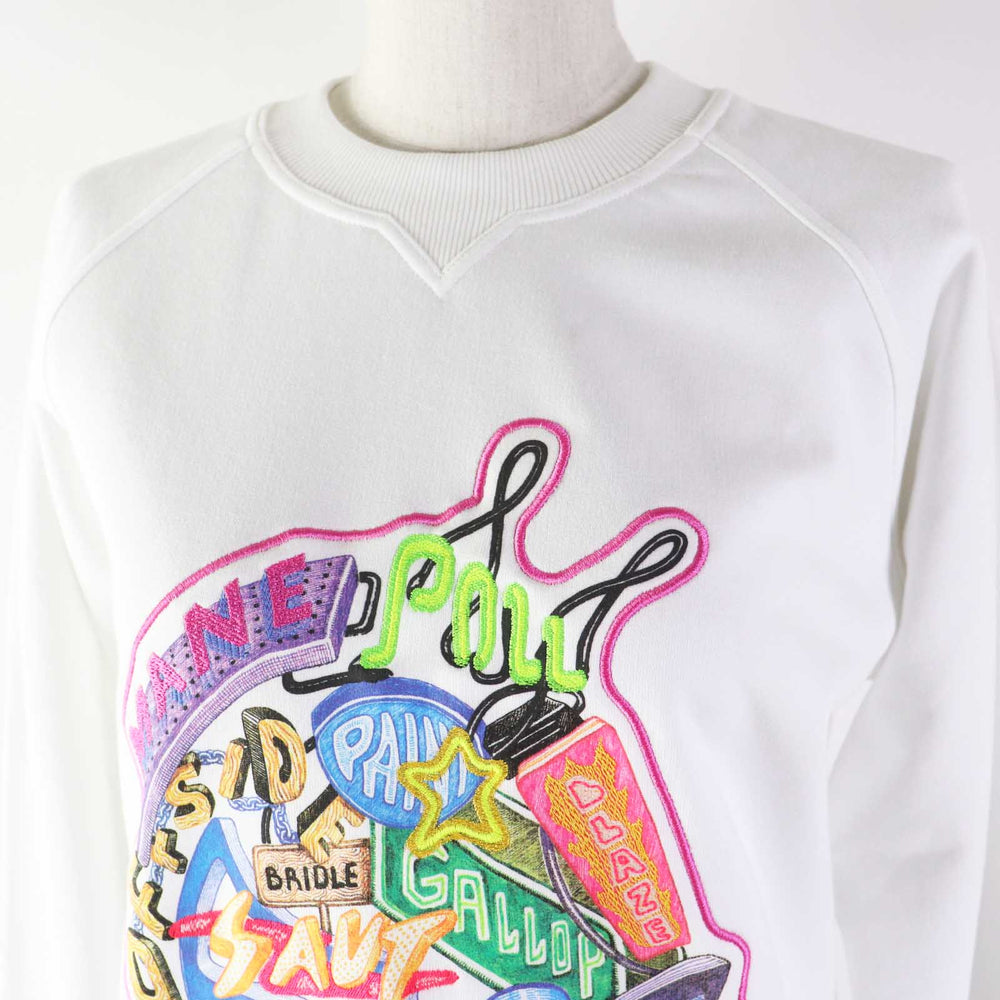 HERMES sweat 3E4626DA Outer: 100% cotton, Rib: 96% cotton, 4% polyurethane, Embroidery: 100% polyester white Chevaloscope Women 34 Used Authentic