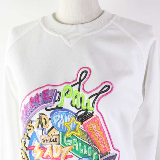 HERMES sweat 3E4626DA Outer: 100% cotton, Rib: 96% cotton, 4% polyurethane, Embroidery: 100% polyester white Chevaloscope Women 34 Used Authentic