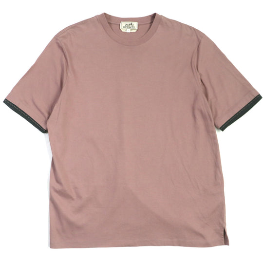 HERMES Short sleeve T-shirt Main: 100% cotton Smoky Pink Dark Gray mens S Used Authentic