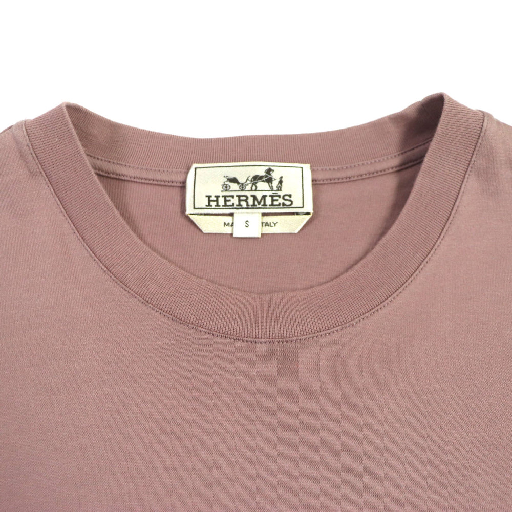 HERMES Short sleeve T-shirt Main: 100% cotton Smoky Pink Dark Gray mens S Used Authentic