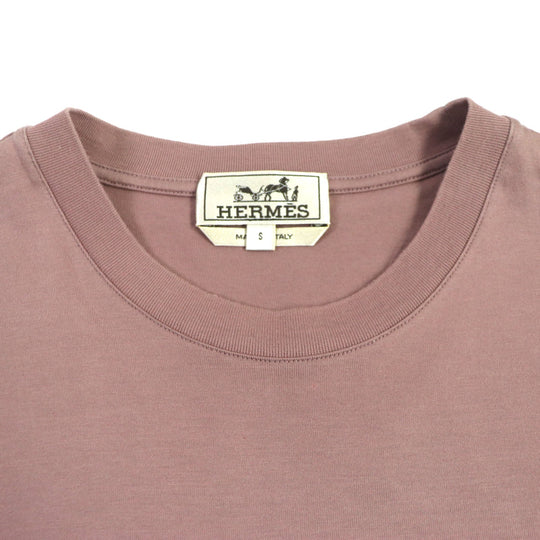 HERMES Short sleeve T-shirt Main: 100% cotton Smoky Pink Dark Gray mens S Used Authentic