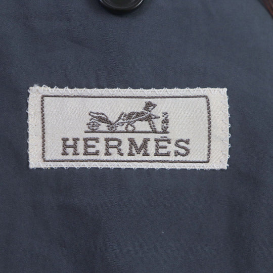HERMES tailored jacket 21-5257 Main: 100% cotton Navy mens 56 Used Authentic