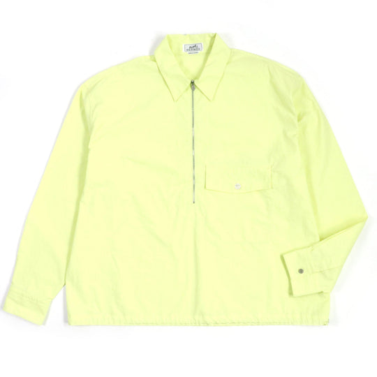 HERMES Long sleeve shirt Main: 100% cotton, Accessories (string): 100% cotton lime mens 41 Used Authentic