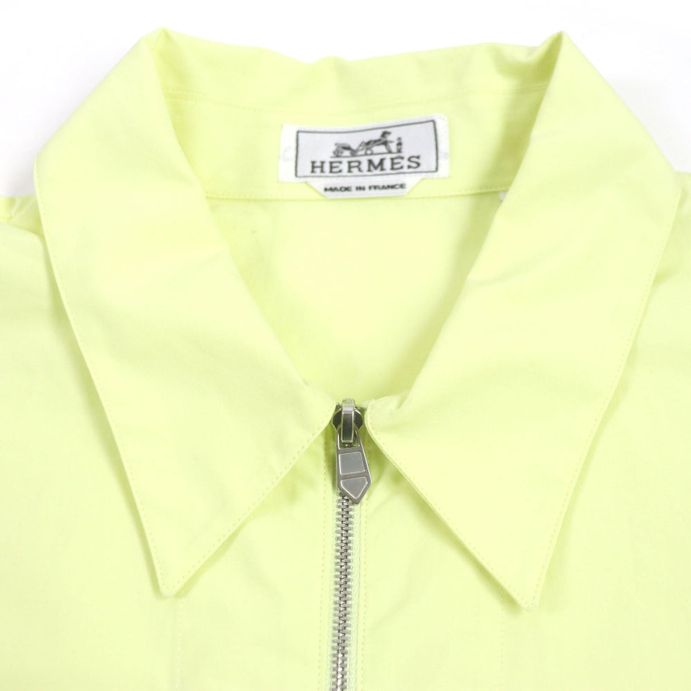 HERMES Long sleeve shirt Main: 100% cotton, Accessories (string): 100% cotton lime mens 41 Used Authentic