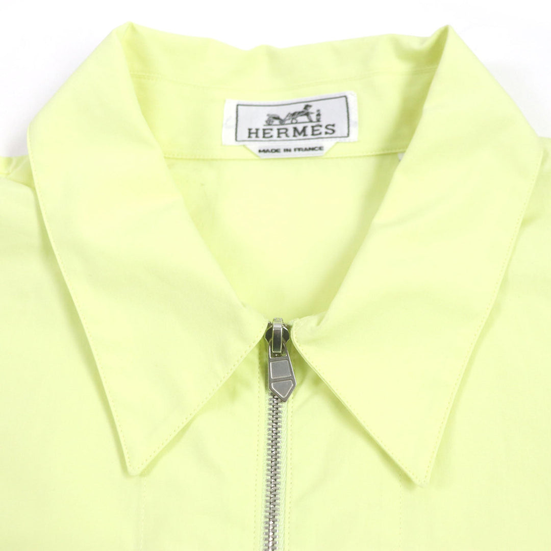 HERMES Long sleeve shirt Main: 100% cotton, Accessories (string): 100% cotton lime mens 41 Used Authentic