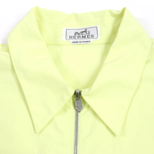 HERMES Long sleeve shirt Main: 100% cotton, Accessories (string): 100% cotton lime mens 41 Used Authentic