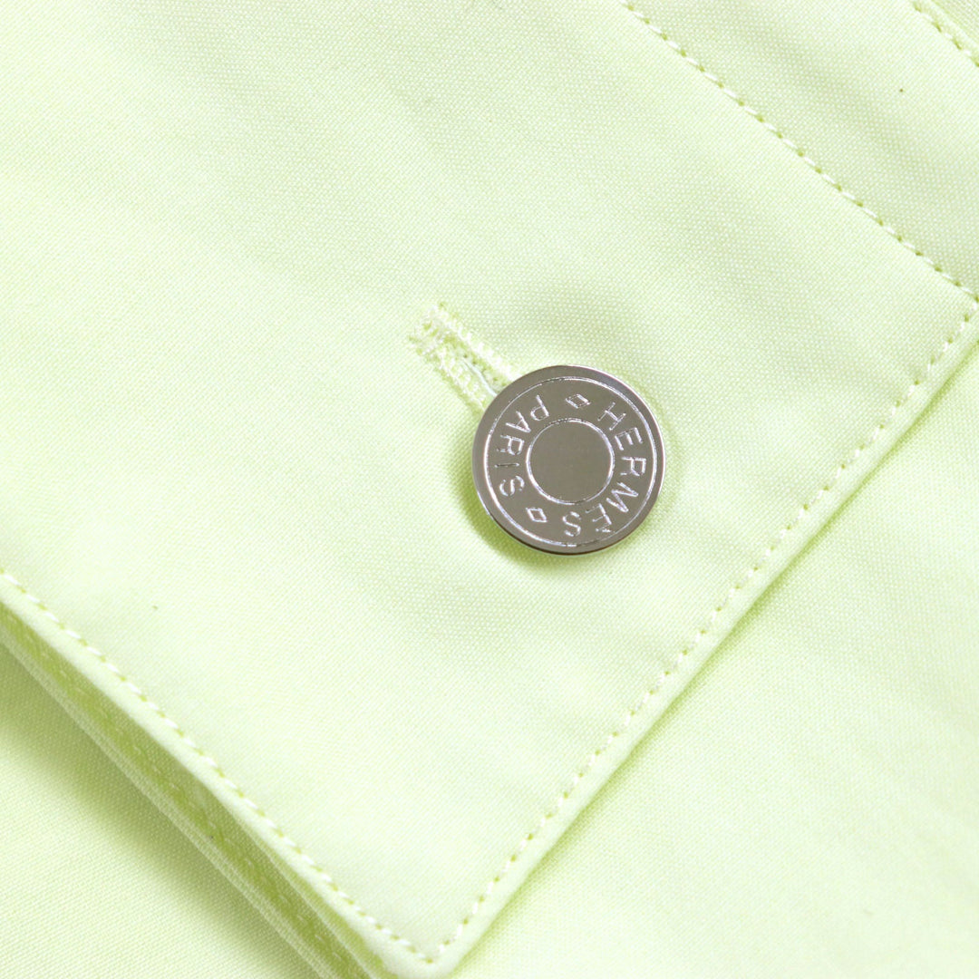 HERMES Long sleeve shirt Main: 100% cotton, Accessories (string): 100% cotton lime mens 41 Used Authentic