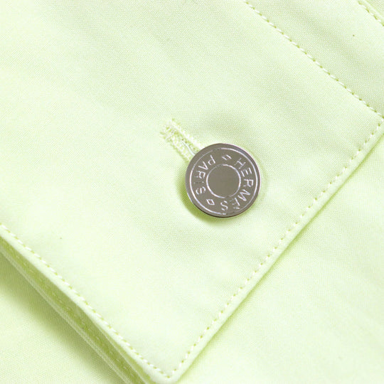 HERMES Long sleeve shirt Main: 100% cotton, Accessories (string): 100% cotton lime mens 41 Used Authentic