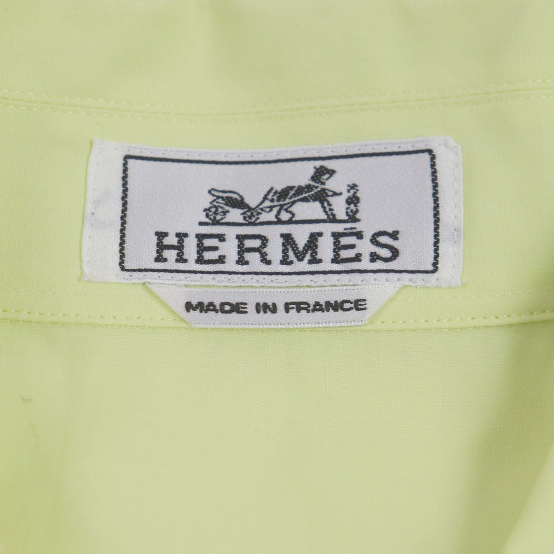 HERMES Long sleeve shirt Main: 100% cotton, Accessories (string): 100% cotton lime mens 41 Used Authentic