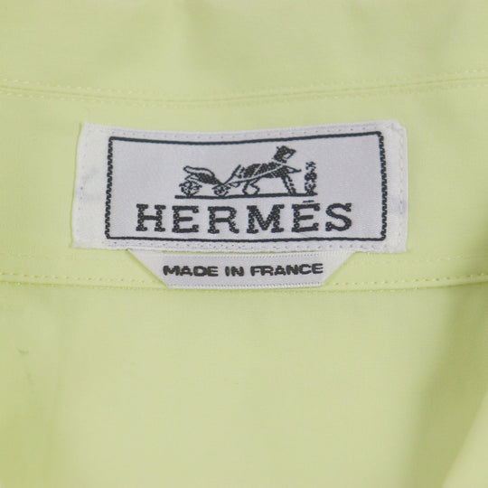 HERMES Long sleeve shirt Main: 100% cotton, Accessories (string): 100% cotton lime mens 41 Used Authentic