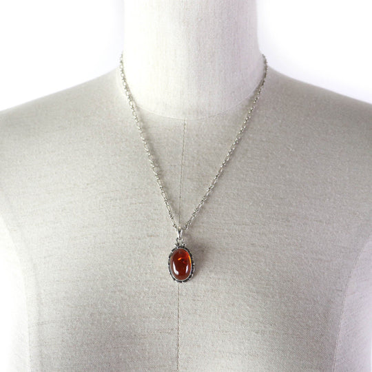 Georg Jensen Necklace Main: SV925, Part: Amber Orange Silver 2001 Year Necklace Women Used Authentic