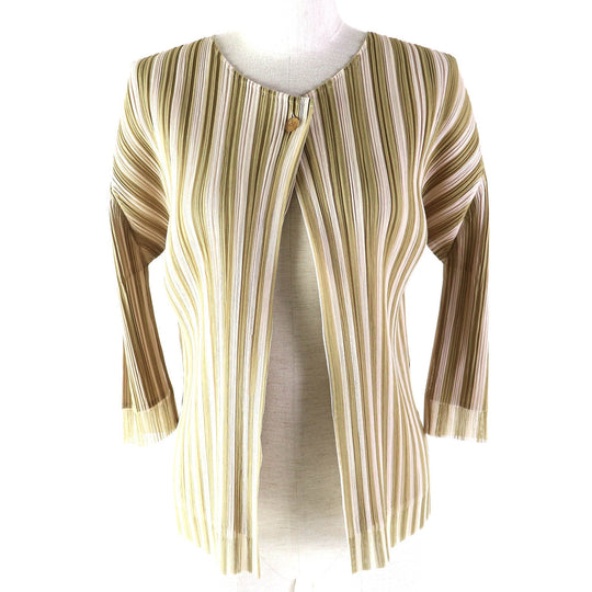PLEATS PLEASE cardigan PP41-J0676 Main: 100% polyester Beige type Women 3 Used Authentic