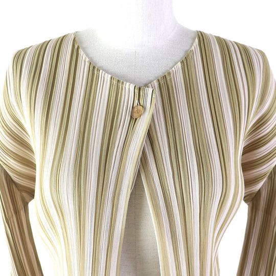PLEATS PLEASE cardigan PP41-J0676 Main: 100% polyester Beige type Women 3 Used Authentic