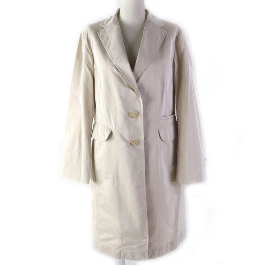JIL SANDER trench coat Outer: 70% polyester, Outer: 30% silk, Lining: 85% cupra, Lining: 15% elastane (polyurethane) Light beige type Women 42 Used Authentic