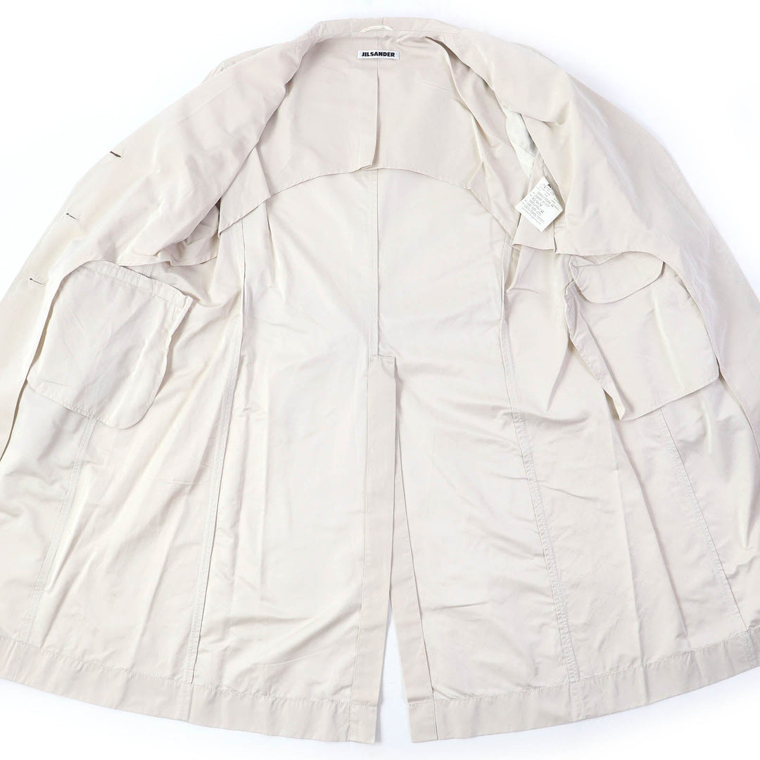 JIL SANDER trench coat Outer: 70% polyester, Outer: 30% silk, Lining: 85% cupra, Lining: 15% elastane (polyurethane) Light beige type Women 42 Used Authentic