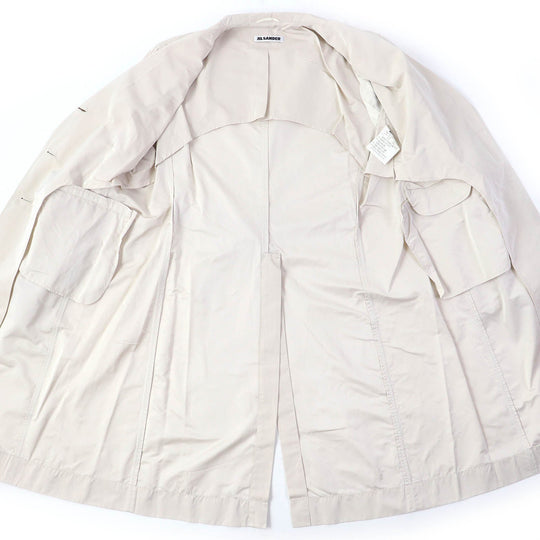 JIL SANDER trench coat Outer: 70% polyester, Outer: 30% silk, Lining: 85% cupra, Lining: 15% elastane (polyurethane) Light beige type Women 42 Used Authentic