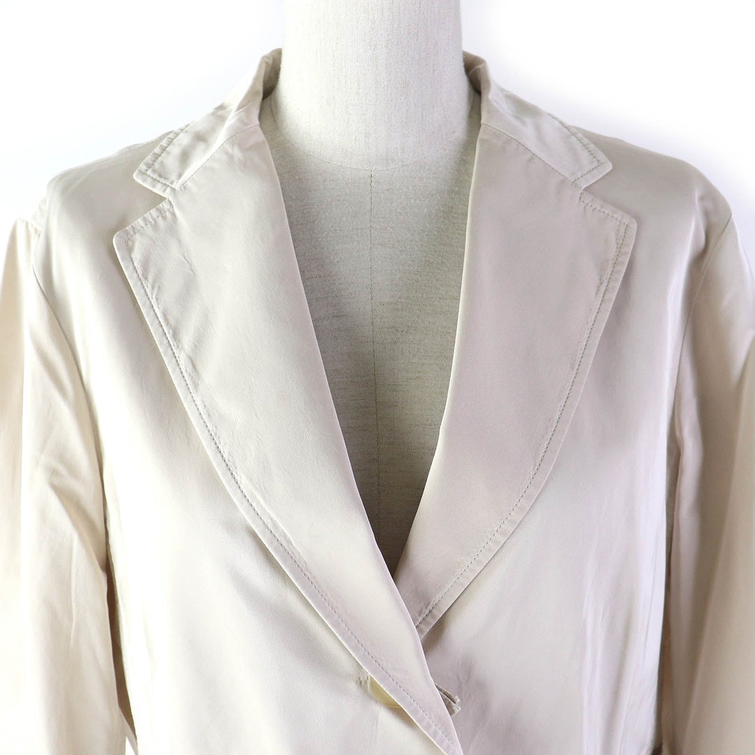 JIL SANDER trench coat Outer: 70% polyester, Outer: 30% silk, Lining: 85% cupra, Lining: 15% elastane (polyurethane) Light beige type Women 42 Used Authentic