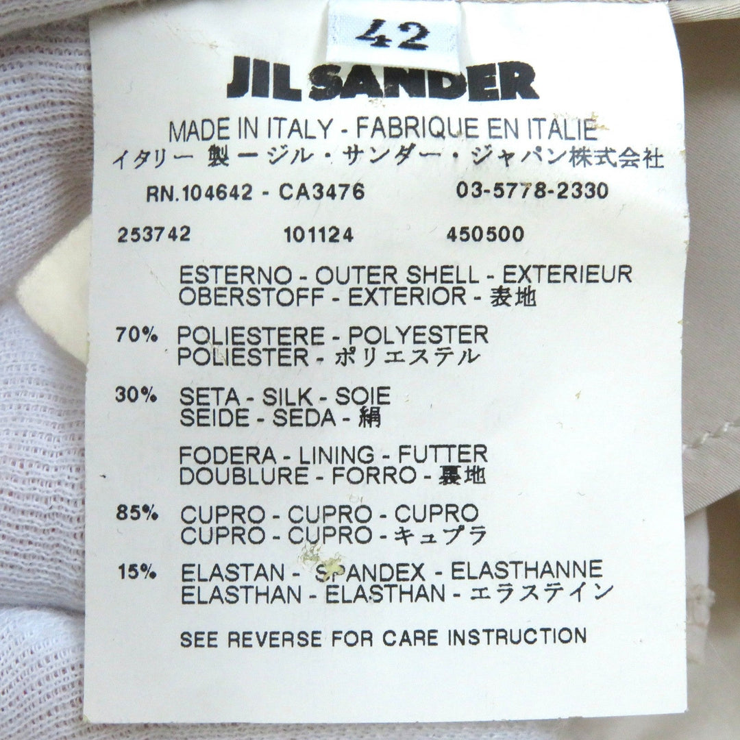 JIL SANDER trench coat Outer: 70% polyester, Outer: 30% silk, Lining: 85% cupra, Lining: 15% elastane (polyurethane) Light beige type Women 42 Used Authentic