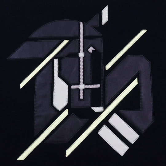 HERMES sweat Main: 100% cotton, part: 90% cotton, part: 10% polyester, part: lamb leather black Chevaux en Symmetry mens M Used Authentic
