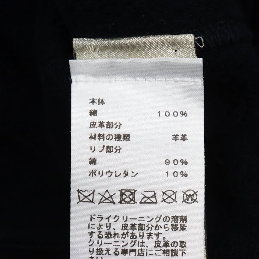HERMES sweat Main: 100% cotton, part: 90% cotton, part: 10% polyester, part: lamb leather black Chevaux en Symmetry mens M Used Authentic