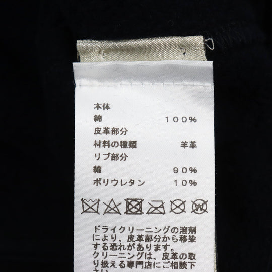 HERMES sweat Main: 100% cotton, part: 90% cotton, part: 10% polyester, part: lamb leather black Chevaux en Symmetry mens M Used Authentic