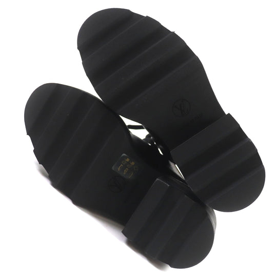 LOUIS VUITTON Leather shoes Part: Leather, Monogram canvas Brown black Bobble Line Derby Women 38 Used Authentic