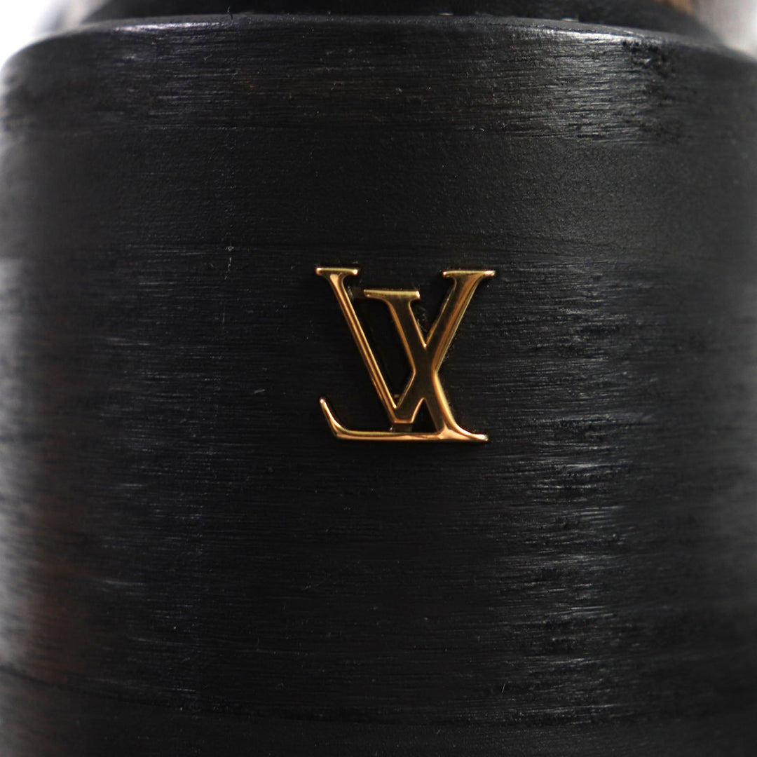 LOUIS VUITTON Leather shoes Part: Leather, Monogram canvas Brown black Bobble Line Derby Women 38 Used Authentic