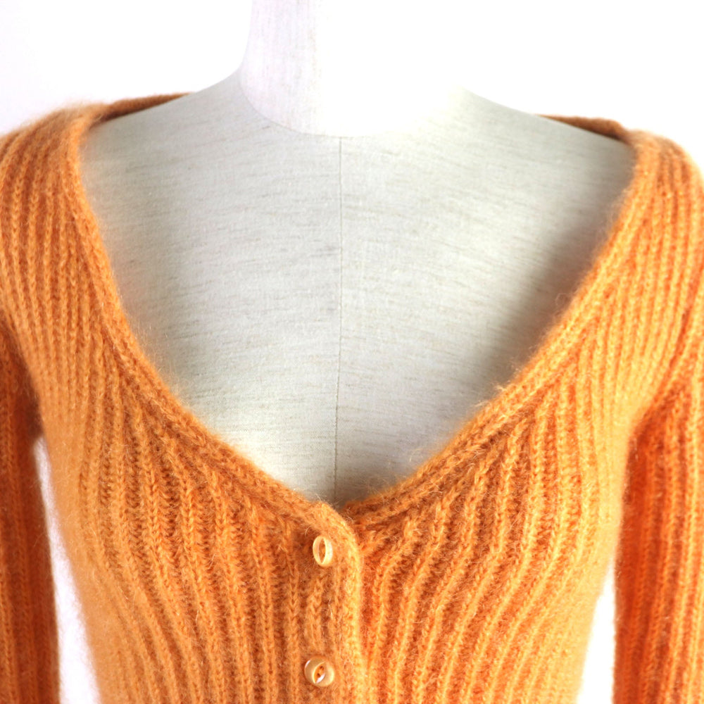 CELINE cardigan 2A38T377N Main: 70% mohair, Main: 30% silk Orange Women XS Used Authentic