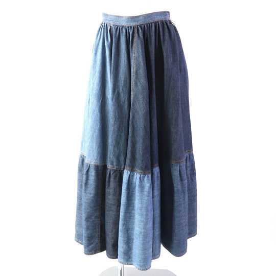 Christian Dior flare skirt 112J56A3941 Main: 100% cotton Indigo blue Women 40 Used Authentic