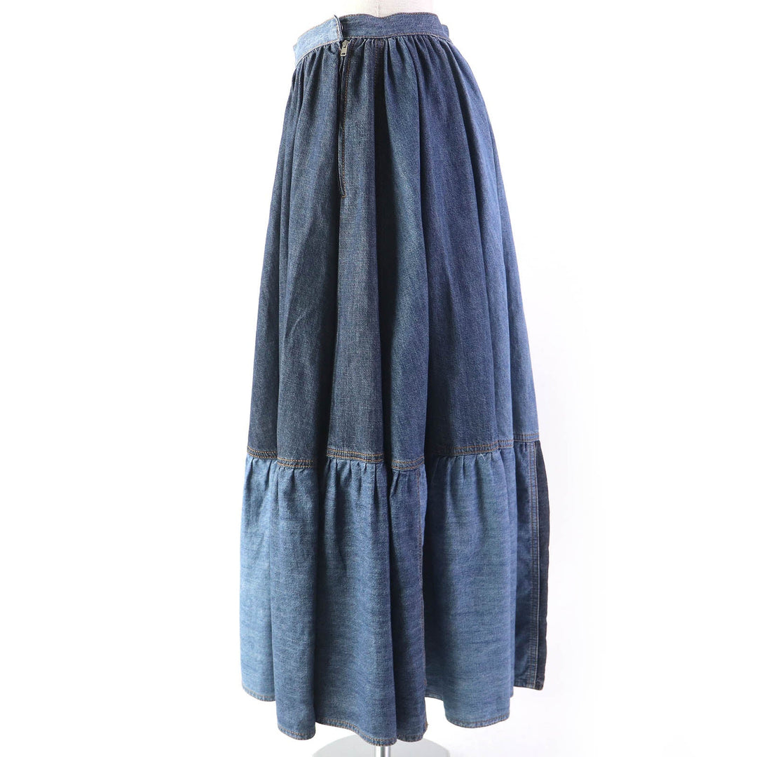 Christian Dior flare skirt 112J56A3941 Main: 100% cotton Indigo blue Women 40 Used Authentic