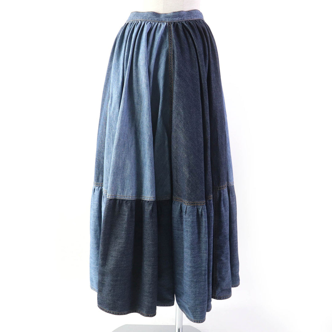 Christian Dior flare skirt 112J56A3941 Main: 100% cotton Indigo blue Women 40 Used Authentic