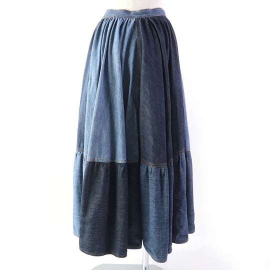 Christian Dior flare skirt 112J56A3941 Main: 100% cotton Indigo blue Women 40 Used Authentic
