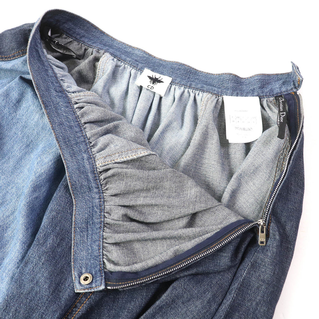 Christian Dior flare skirt 112J56A3941 Main: 100% cotton Indigo blue Women 40 Used Authentic