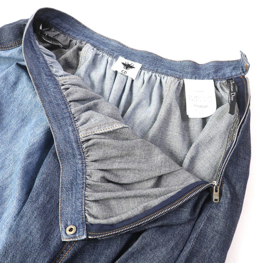 Christian Dior flare skirt 112J56A3941 Main: 100% cotton Indigo blue Women 40 Used Authentic