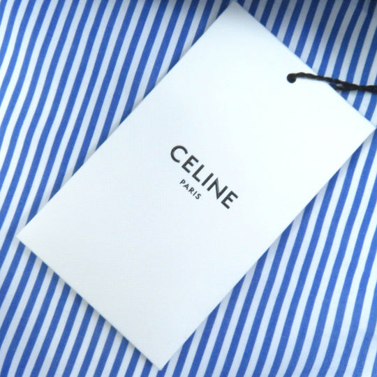 CELINE Long sleeve shirt 2C009037F Main: 100% cotton Blue white Women 36 Used Authentic