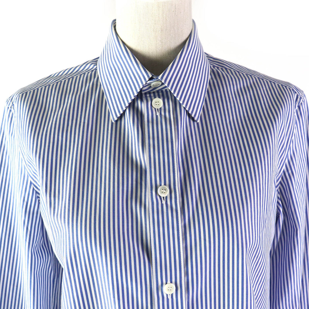 CELINE Long sleeve shirt 2C009037F Main: 100% cotton Blue white Women 36 Used Authentic