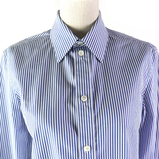 CELINE Long sleeve shirt 2C009037F Main: 100% cotton Blue white Women 36 Used Authentic