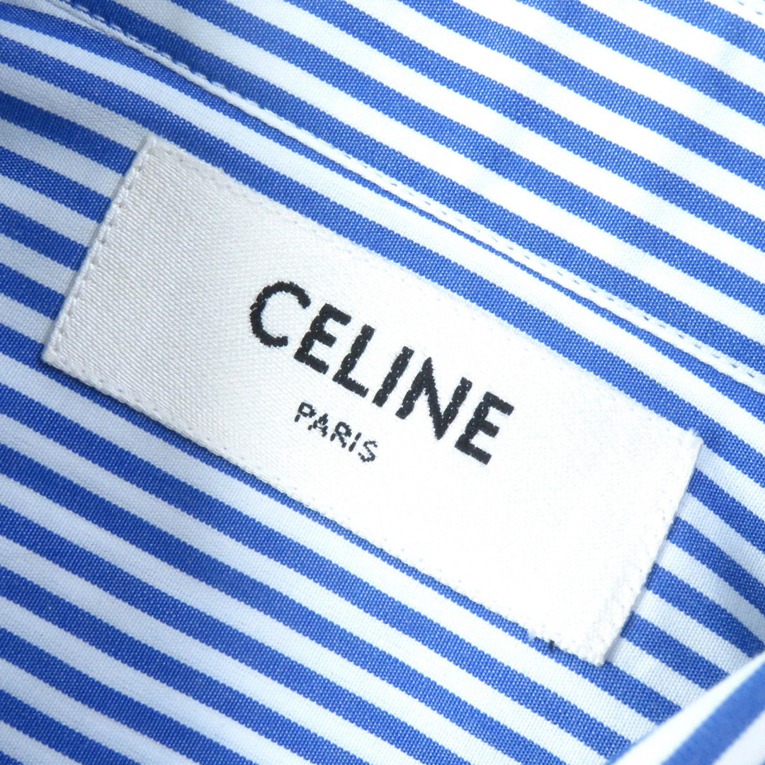 CELINE Long sleeve shirt 2C009037F Main: 100% cotton Blue white Women 36 Used Authentic