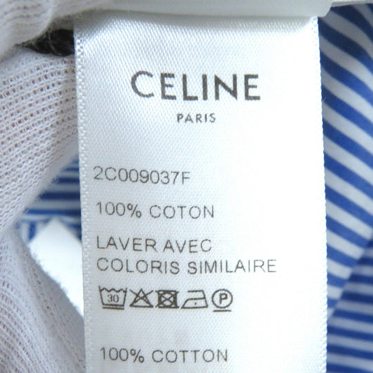 CELINE Long sleeve shirt 2C009037F Main: 100% cotton Blue white Women 36 Used Authentic