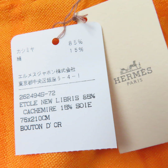 HERMES Stall H262494S Main: 85% cashmere, Main: 15% silk Orange New Libris Women Used Authentic