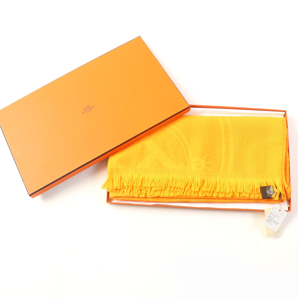 HERMES Stall H262494S Main: 85% cashmere, Main: 15% silk Orange New Libris Women Used Authentic