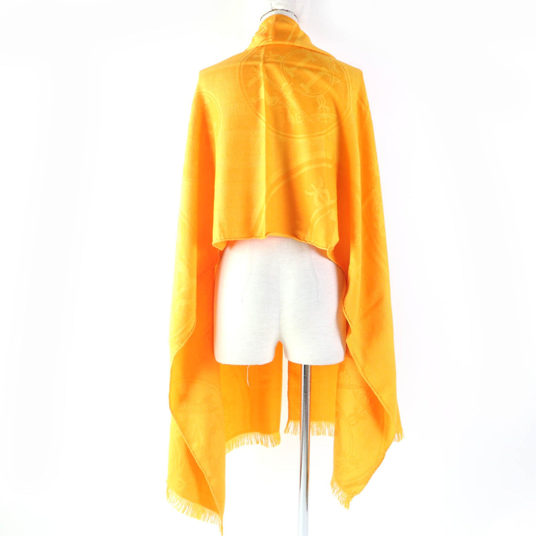 HERMES Stall H262494S Main: 85% cashmere, Main: 15% silk Orange New Libris Women Used Authentic