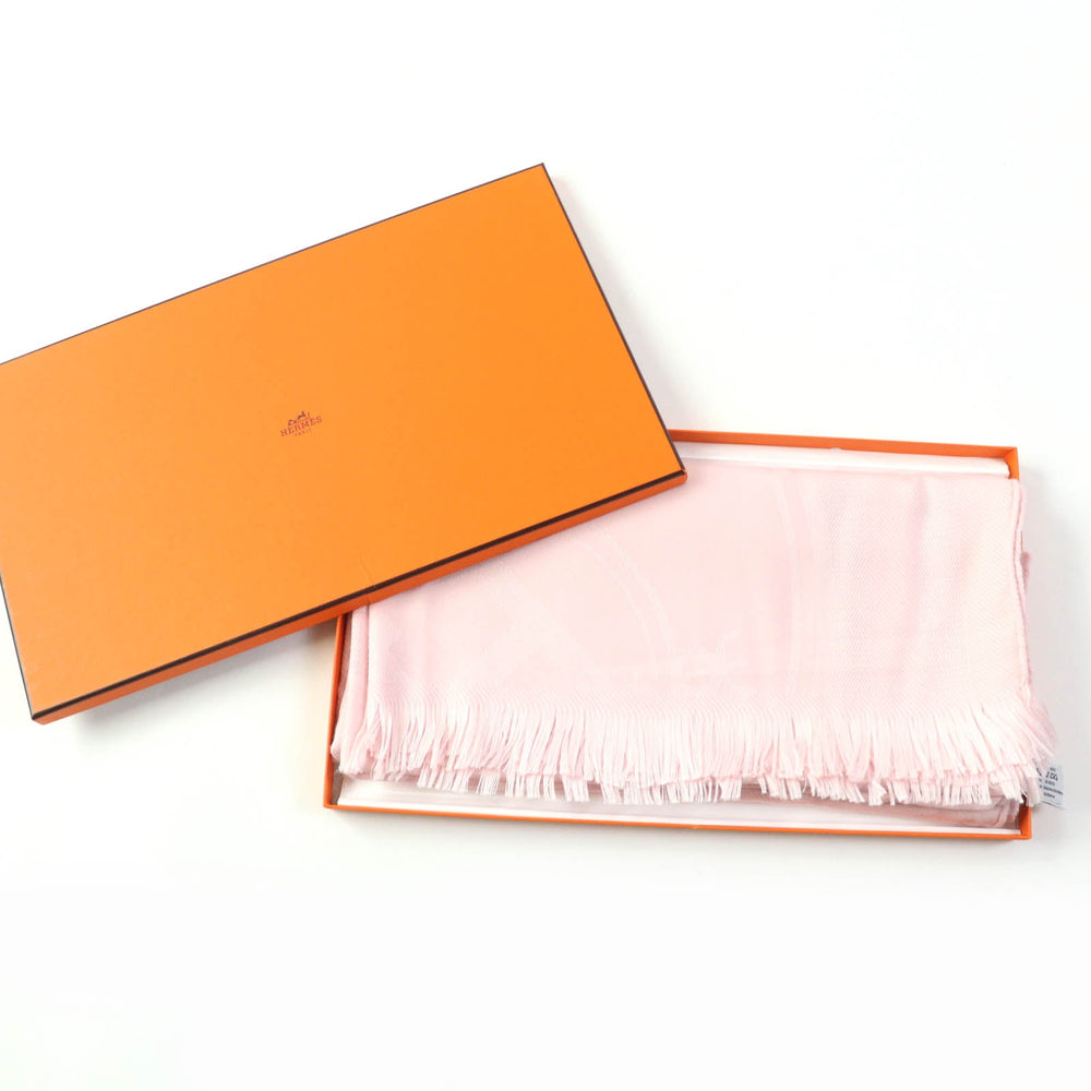 HERMES Stall H262494S Main: 85% cashmere, Main: 15% silk Light pink New Libris Women Used Authentic