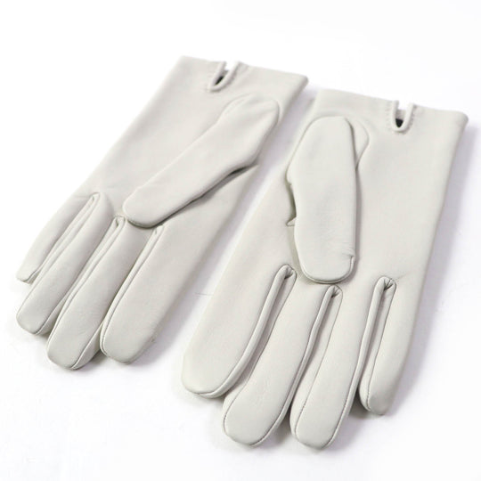 HERMES gloves Main: Leather, Lining: 100% Silk Light gray Chene Dunkle Women 7.5 Used Authentic
